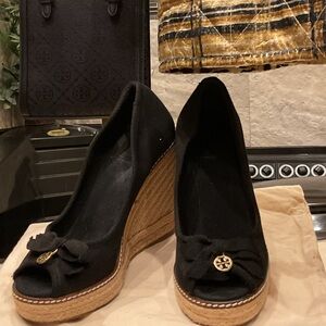 Tory Burch Black espadrille wedge